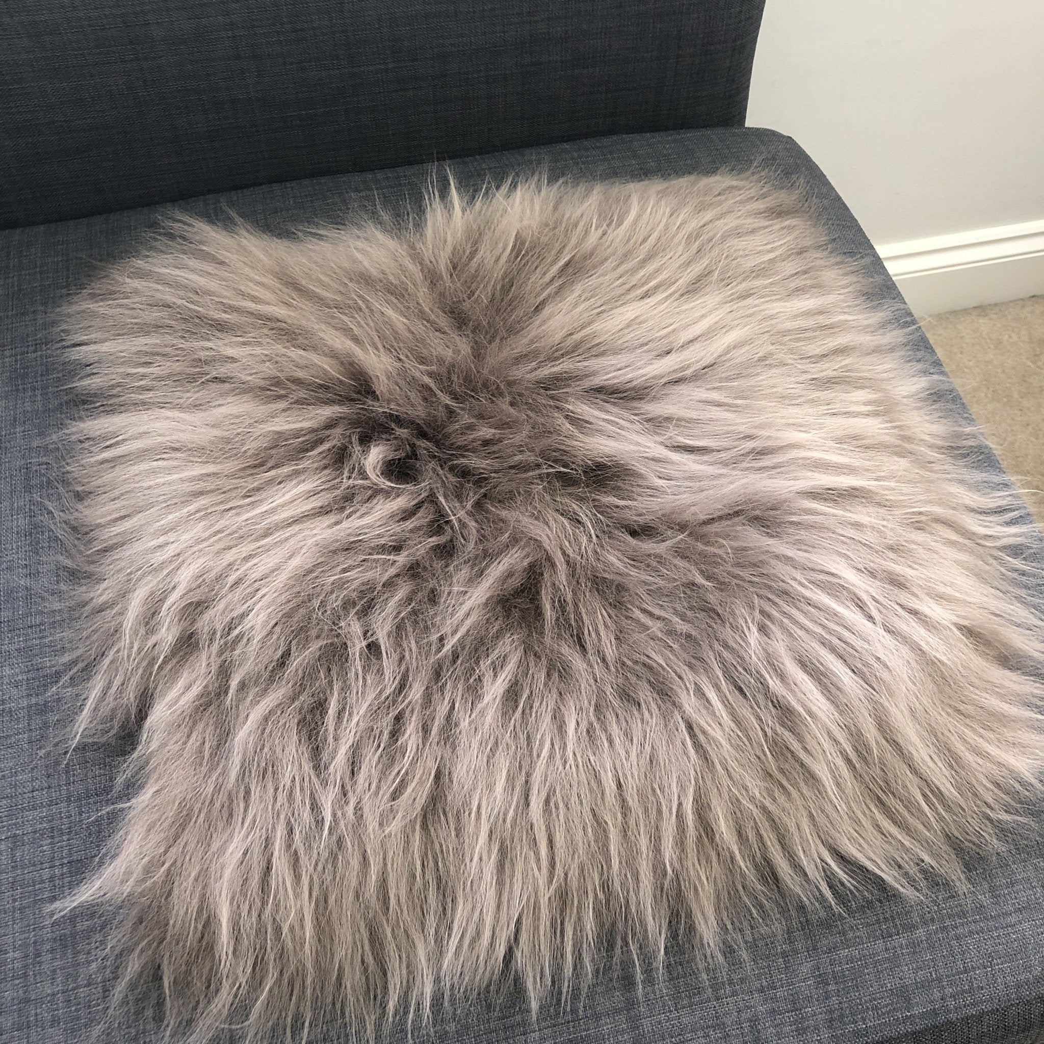 Icelandic Sheepskin Square Seat Cover 37cm Taupe - Wildash London