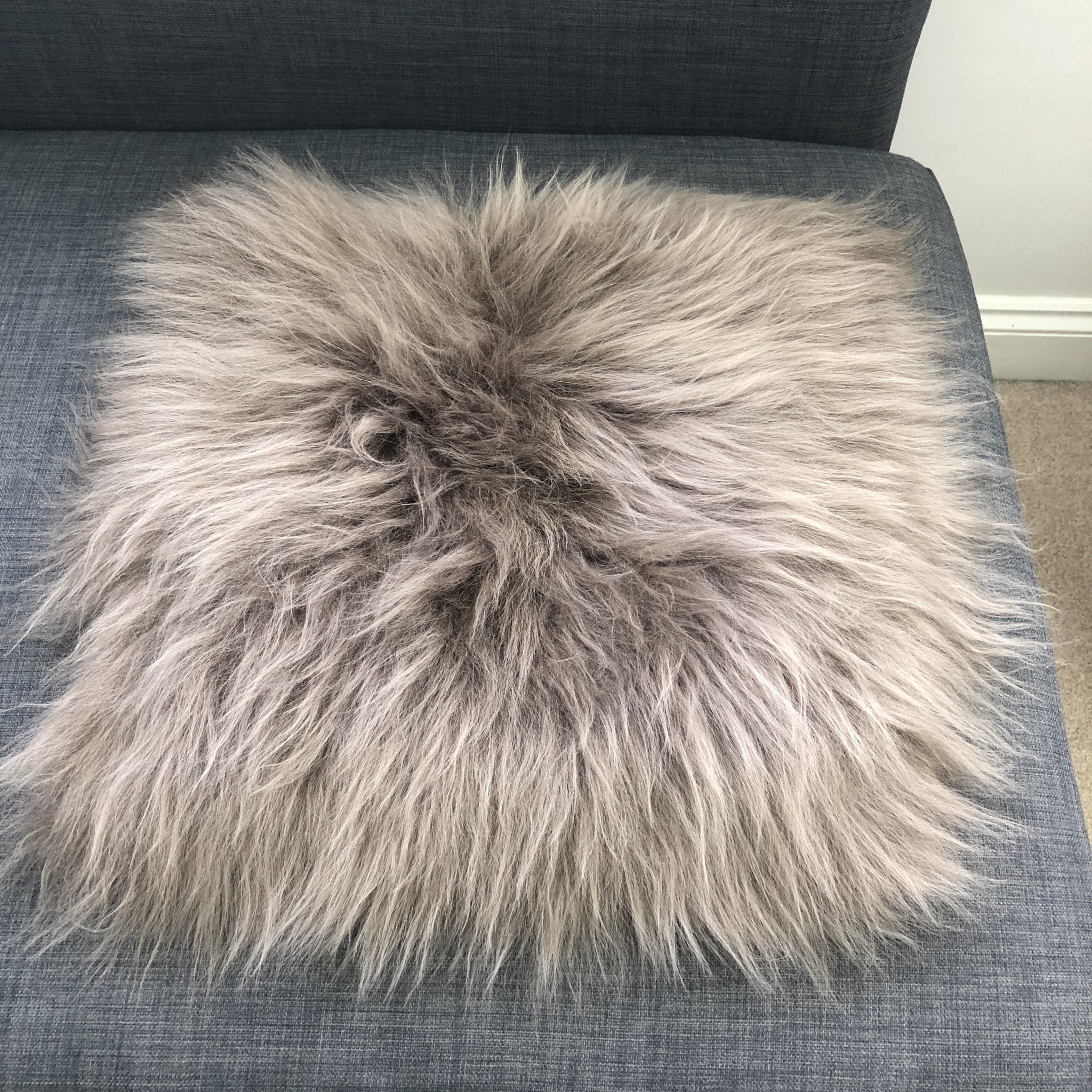 Icelandic Sheepskin Square Seat Cover 37cm Taupe - Wildash London