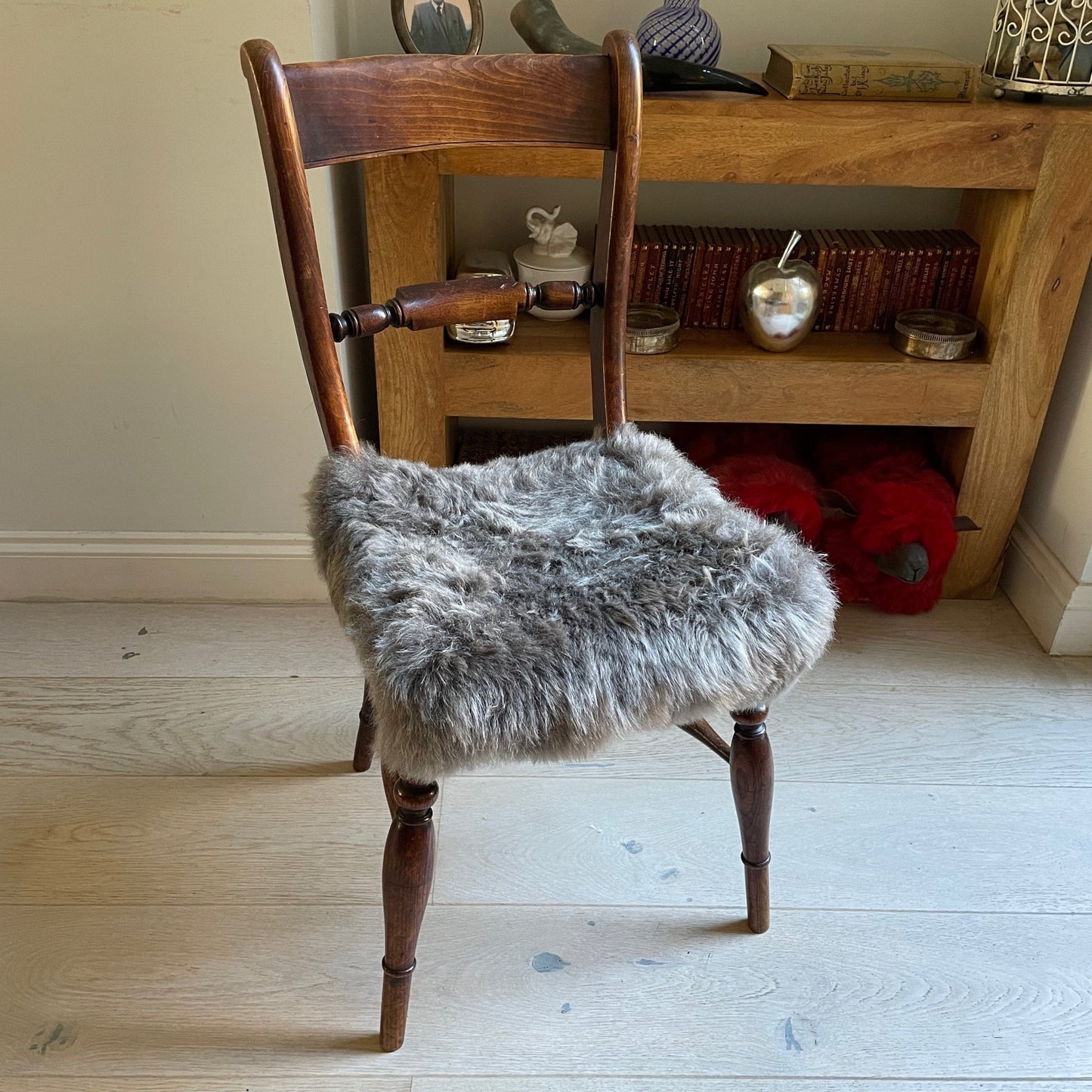 Icelandic Sheepskin Square Seat Cover 37cm Warm Grey Shorn - Wildash London