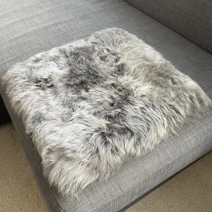 Icelandic Sheepskin Square Seat Cover 37cm Warm Grey Shorn - Wildash London