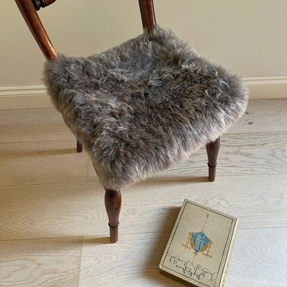 Icelandic Sheepskin Square Seat Cover 37cm Warm Grey Shorn - Wildash London