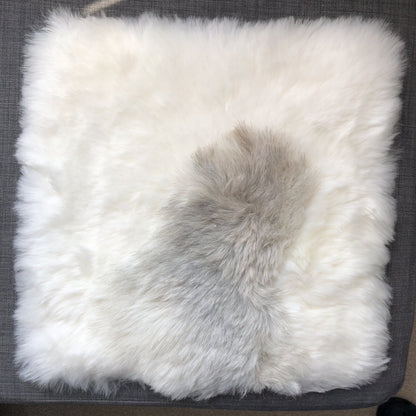 Icelandic Sheepskin Square Seat Cover 37cm White & Natural Grey Shorn - Wildash London