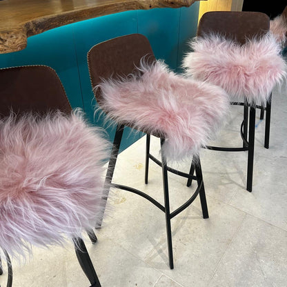 Icelandic Sheepskin Square Seat Cover | Powder Pink Long 37cm - Wildash London