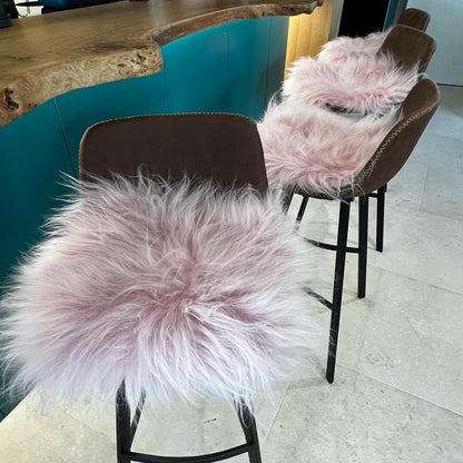 Icelandic Sheepskin Square Seat Cover | Powder Pink Long 37cm - Wildash London