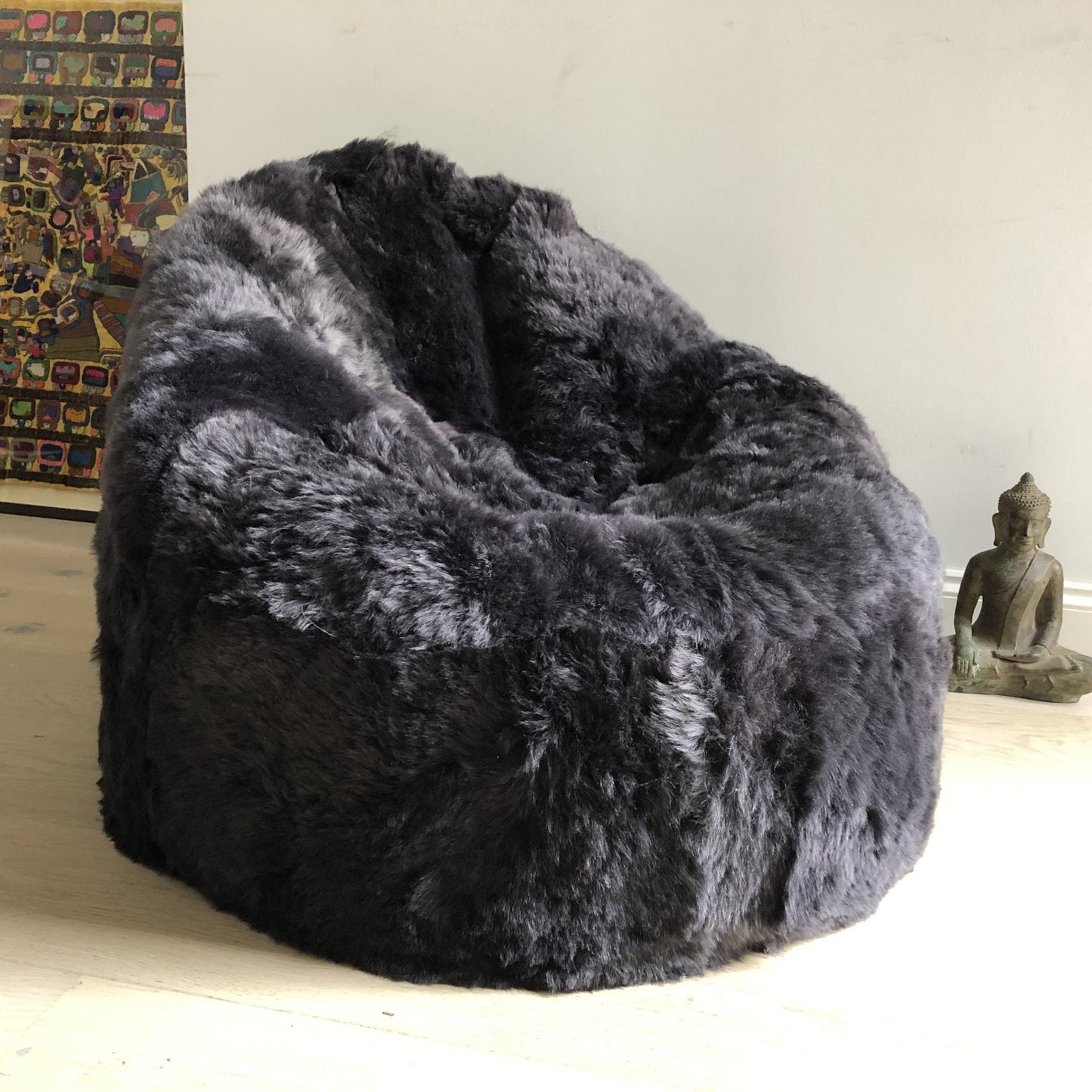 Icelandic Shorn Graphite Sheepskin Beanbag Chair - Large - Wildash London