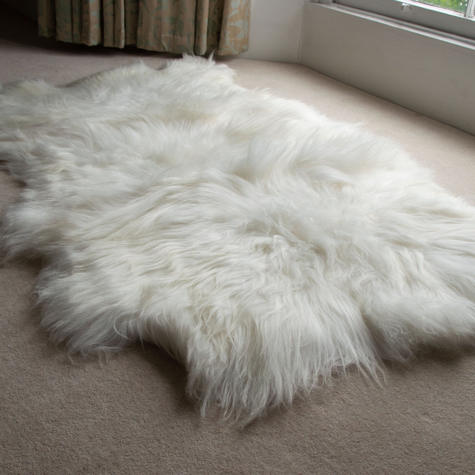 Icelandic Triple Sheepskin Long Fur Rug 100% Natural White IN STOCK - Wildash London