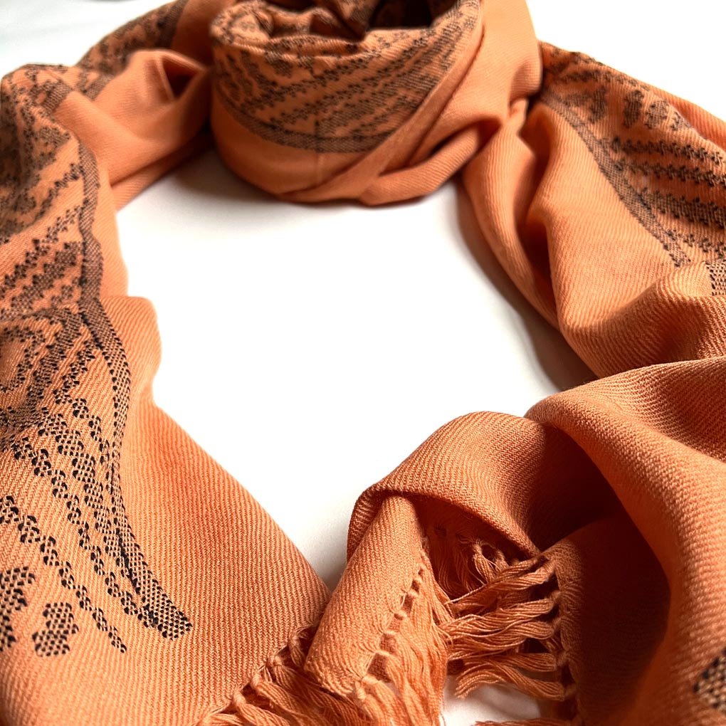 Lambswool Kasardevi Handwoven Shawl | Burnt Orange - Wildash London