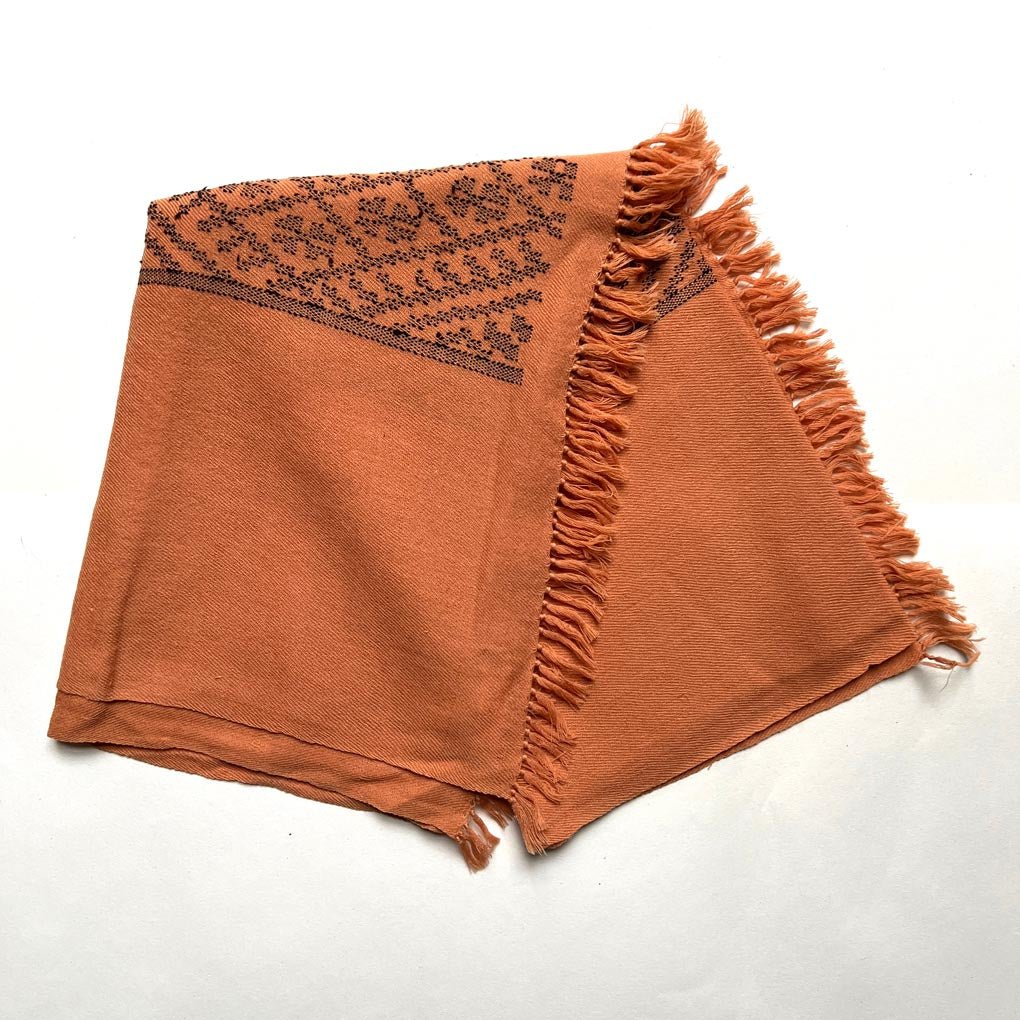 Lambswool Kasardevi Handwoven Shawl | Burnt Orange - Wildash London