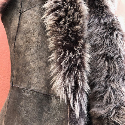 Longline Shearling Gilet Reversible - Distressed Arctic Brown - Wildash London