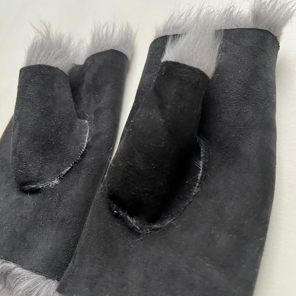 Men's Shearling Fingerless Reversible Sheepskin Gloves | Black - Wildash London