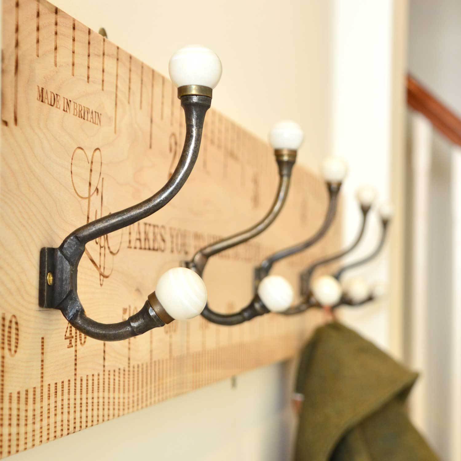Ruler Coat Rack Personalised Engraved Coathook Wildash London