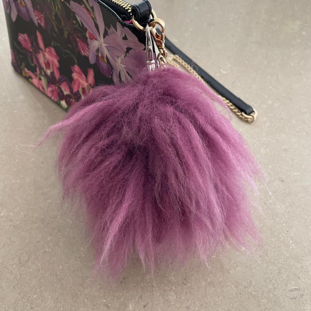 Pom-Pom Bag Charm | Key Ring | 100% Sheepskin | Lilac - Wildash London