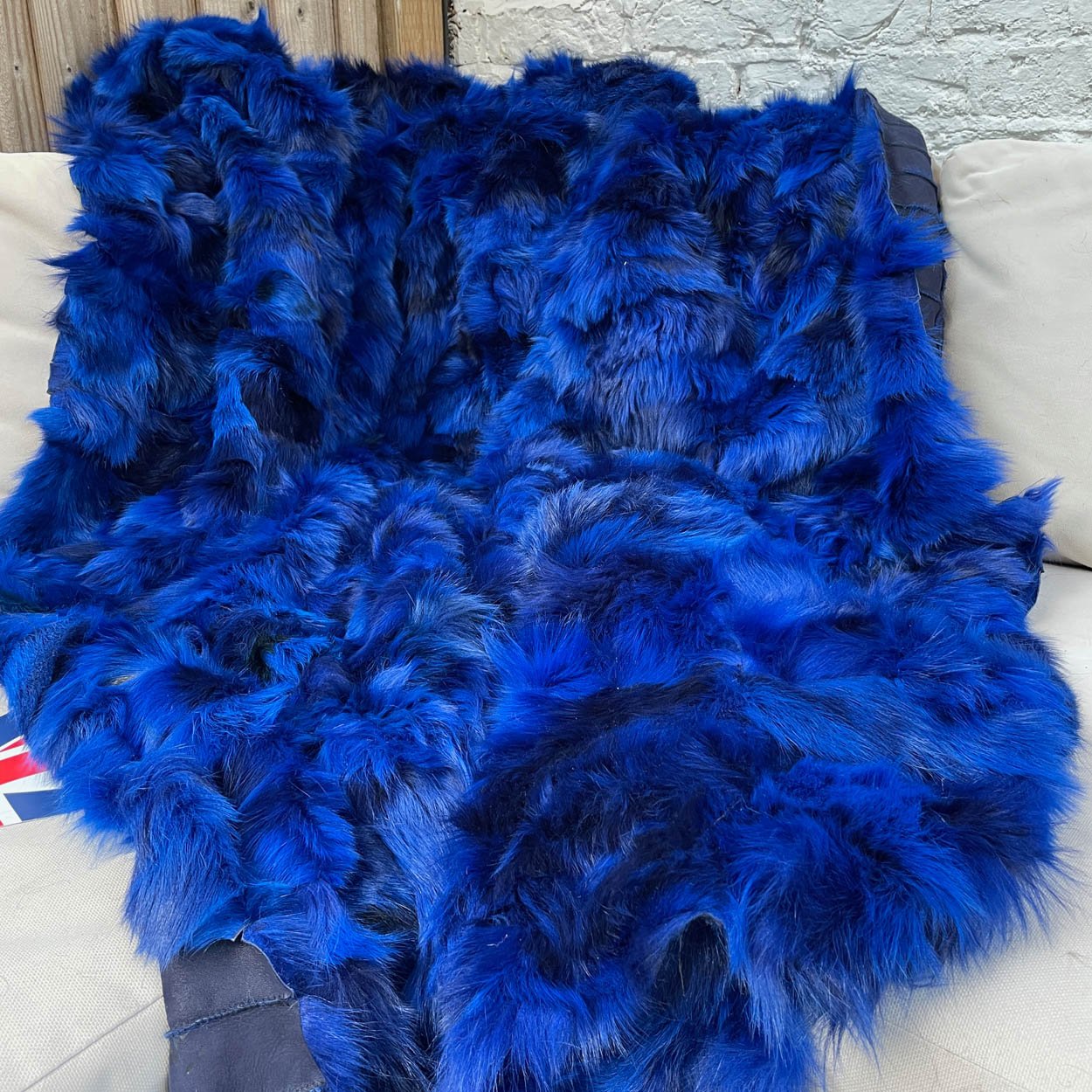 Rich Royal Blue Shearling Throw | Fur Blanket | Sheepskin Rug | JUB2206 - Wildash London