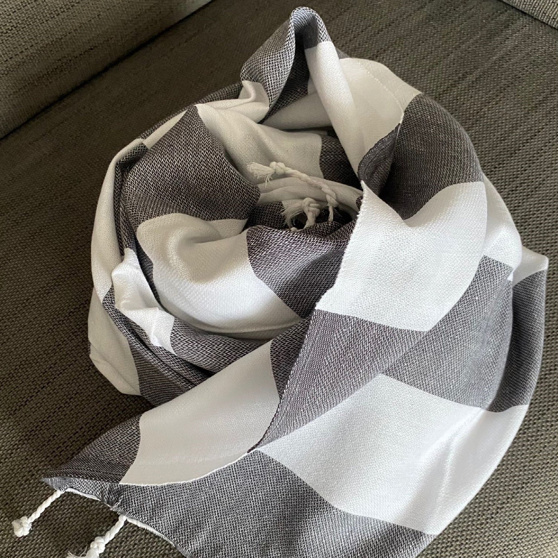 Roc Hammam Towel | Grey & White - Wildash London