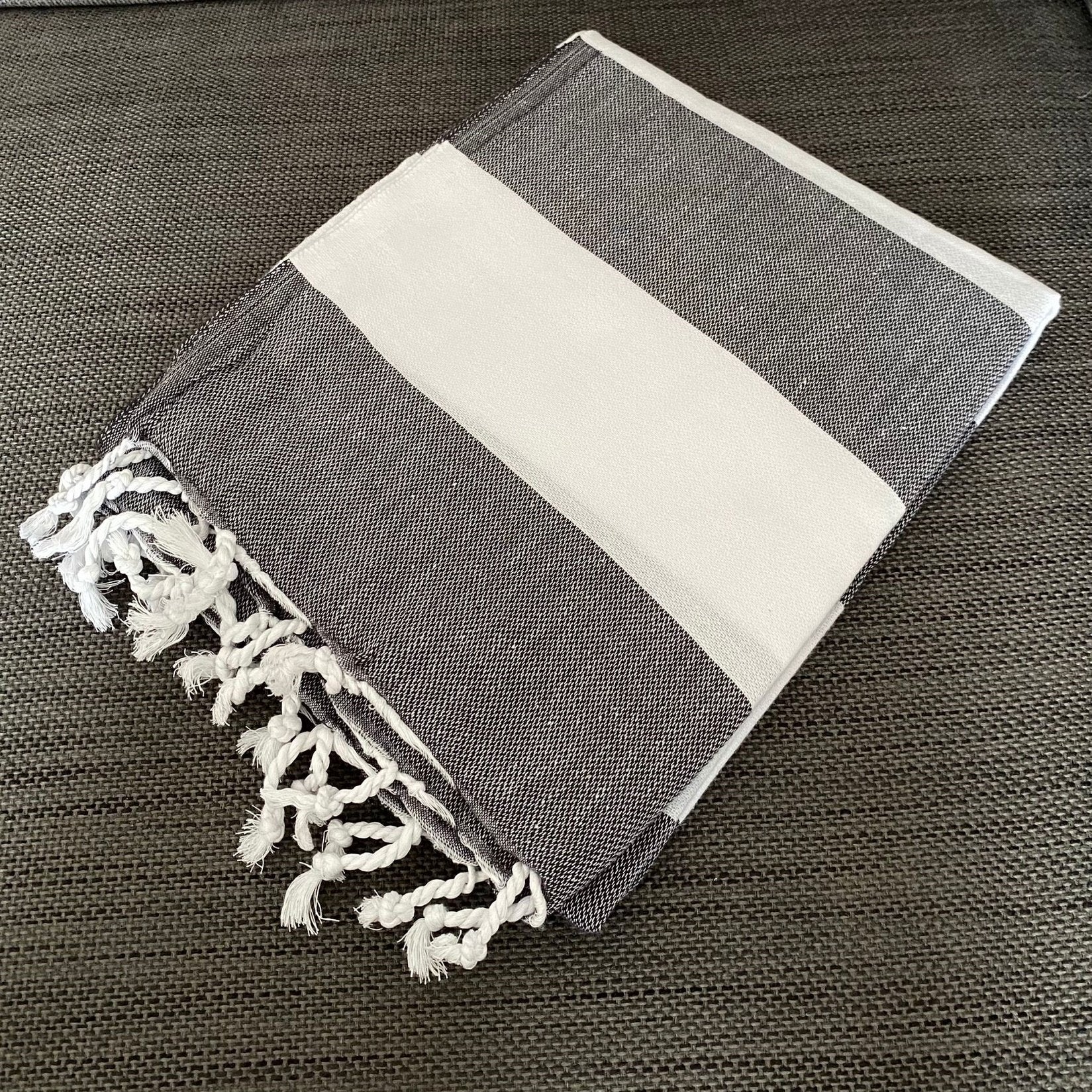 Roc Hammam Towel | Grey & White - Wildash London