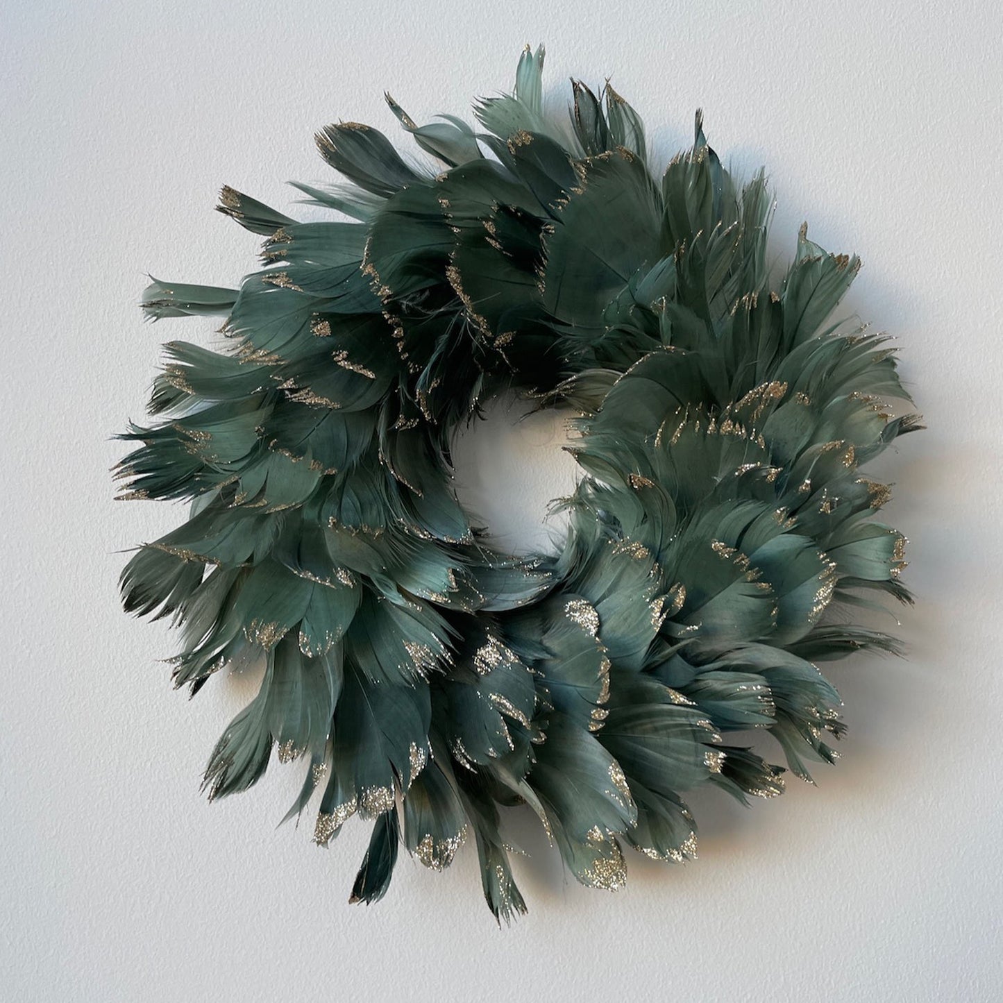 Sage Green Small Feather Wreath Decoration - Wildash London