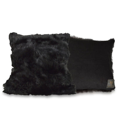 Shearling Cushion Square 45cm Black & Black Baby Cord - Wildash London