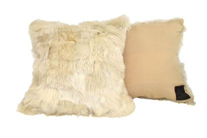 Shearling Cushion Square 45cm Clotted Cream & Sandstone Merino Wool - Wildash London