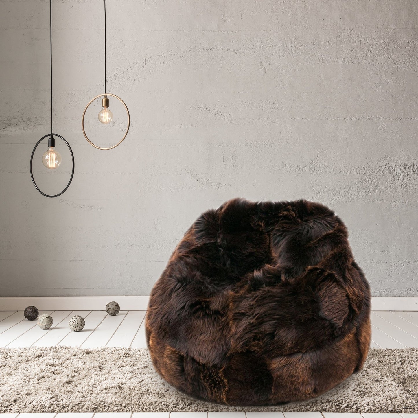 Sheepskin Beanbag Chair 100% Natural British Brown Soft Fleece Large IN STOCK - Wildash London