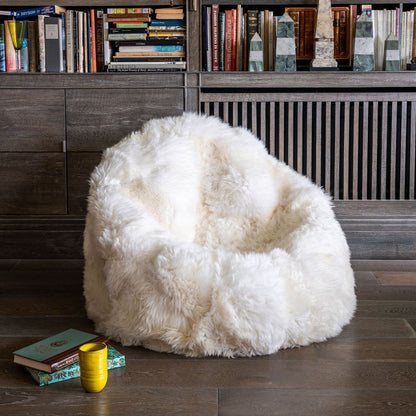 Sheepskin Beanbag Chair 100% Natural British White Bean Bag - Wildash London