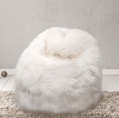 Sheepskin Beanbag Chair 100% Natural British White Soft Fleece Large IN STOCK - Wildash London