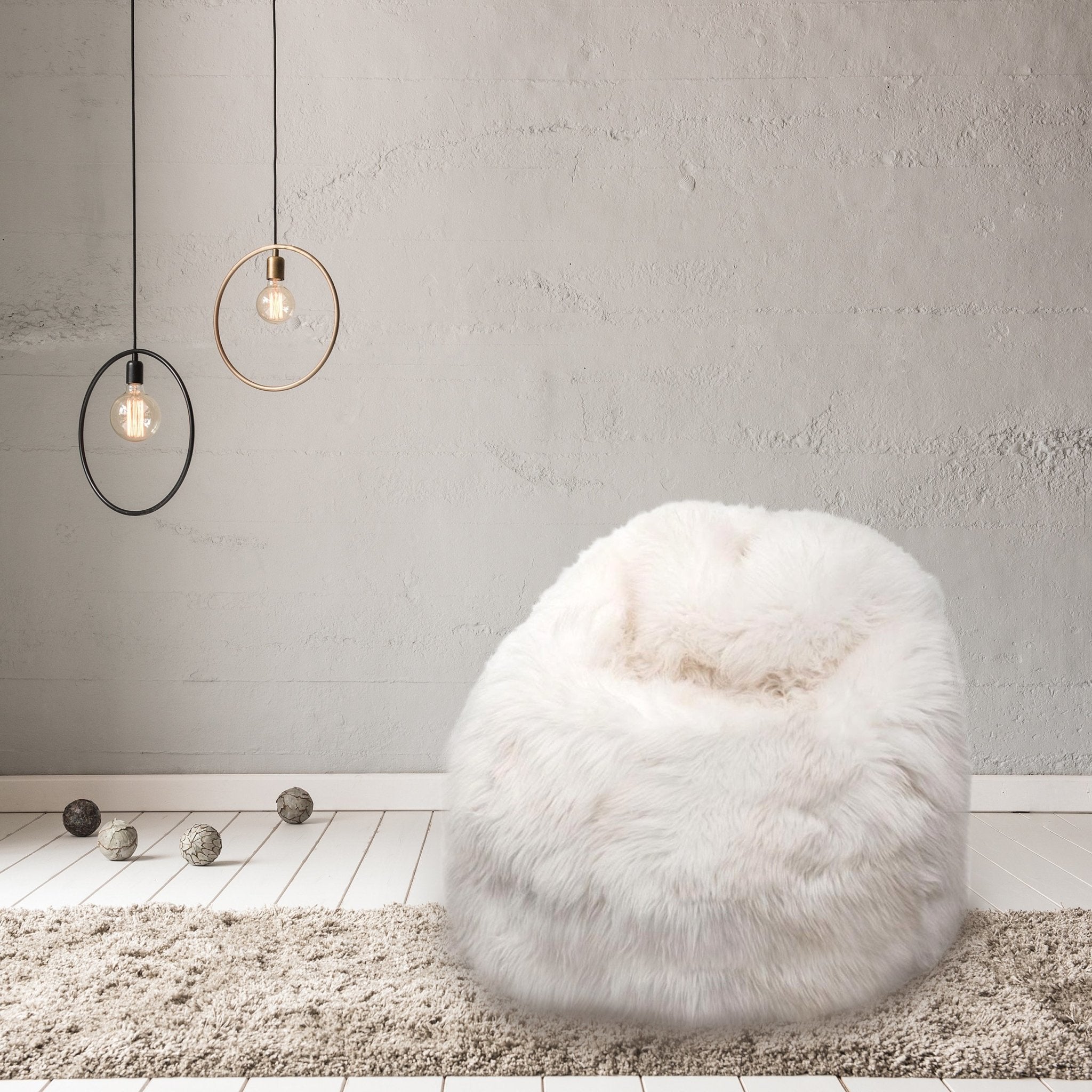 Sheepskin Beanbag Chair 100% Natural British White Soft Fleece Large IN STOCK - Wildash London