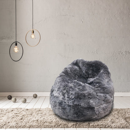 Sheepskin Beanbag Chair 100% Natural Icelandic Shorn 50mm | Cool Grey | Large | IN STOCK - Wildash London