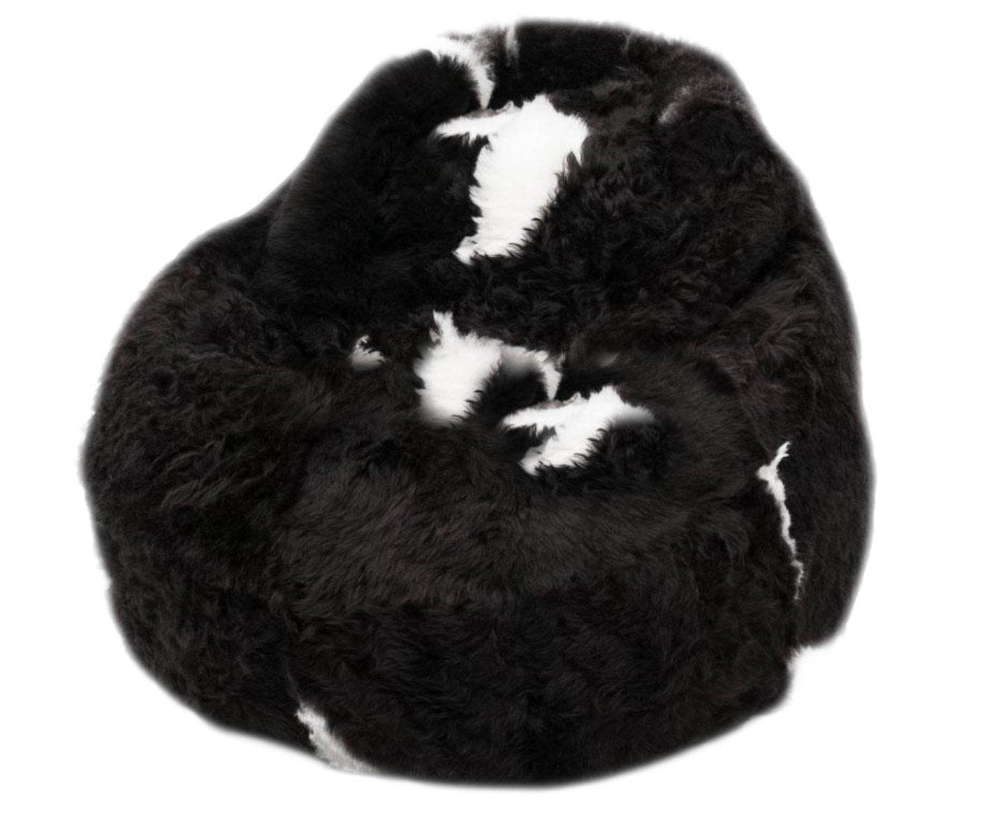 Sheepskin Beanbag Chair Icelandic Shorn Black with White Spots Sheepskin Bean Bag - Wildash London