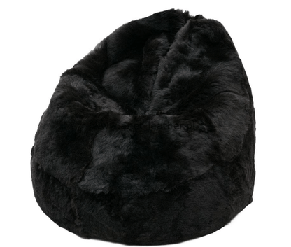 Sheepskin Beanbag Chair Icelandic Shorn Natural Black Undyed Sheepskin Bean Bag, Sheep Skin - Wildash London