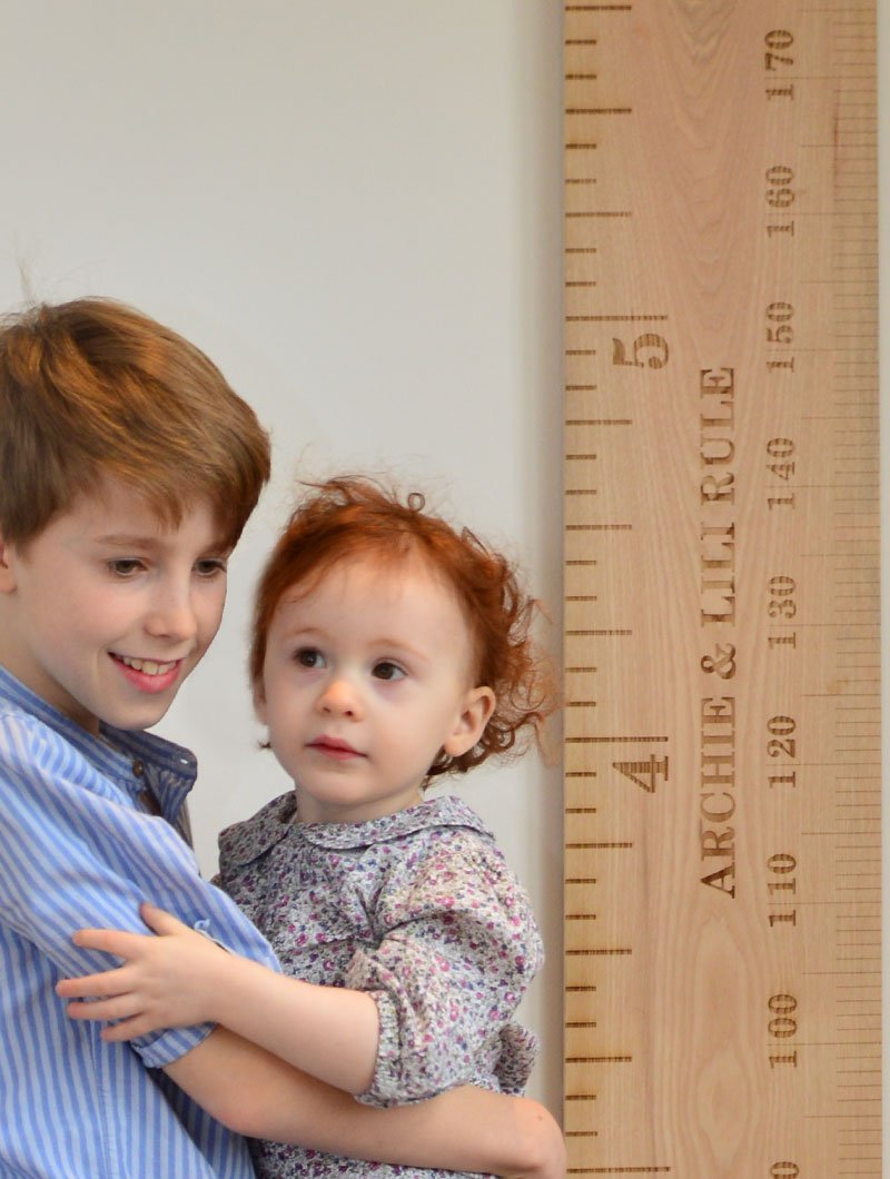 Shorty Kids Ruler Personalised Height Chart Solid Oak - Wildash London