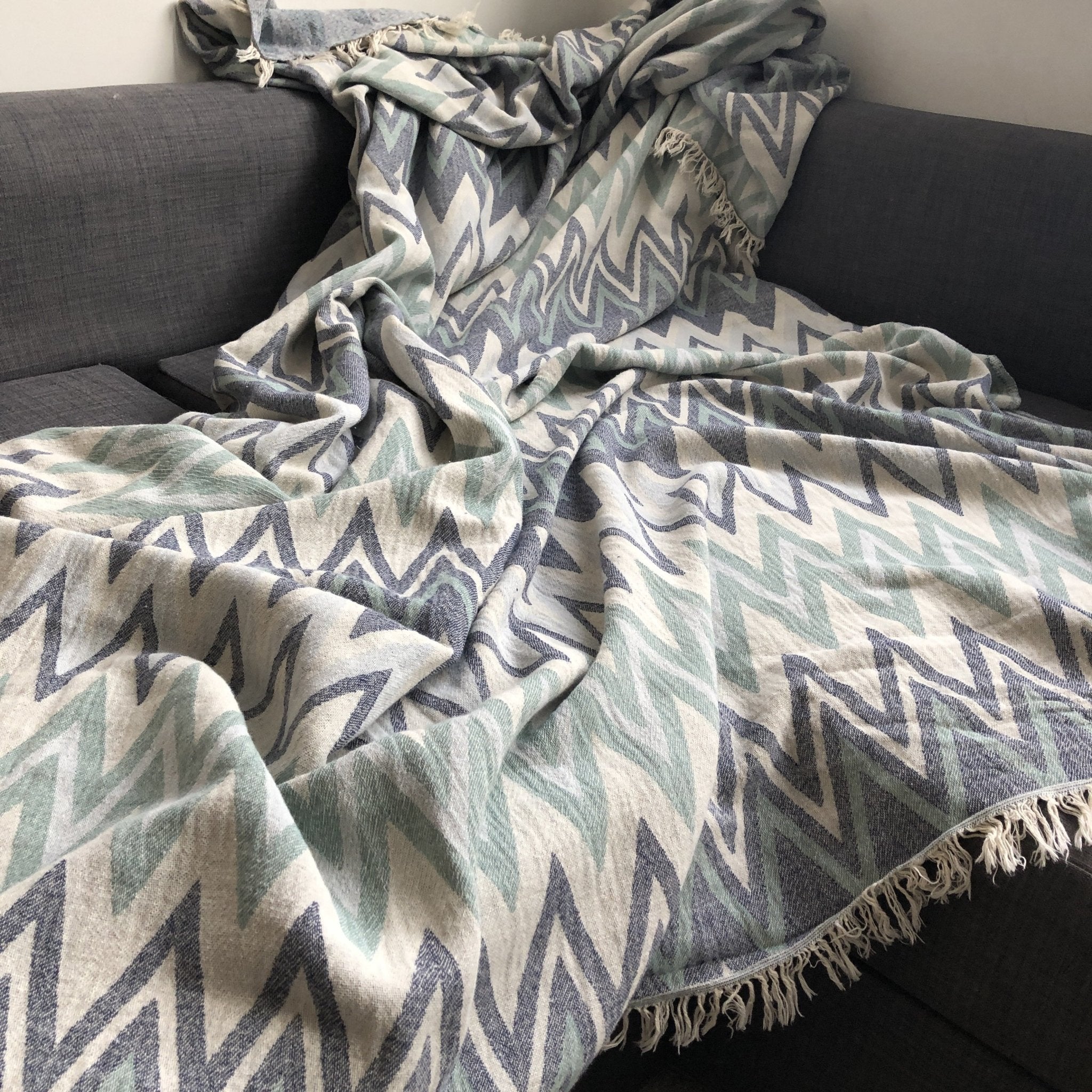 Sirocco Organic Cotton Jacquard Weave Throw - Wildash London