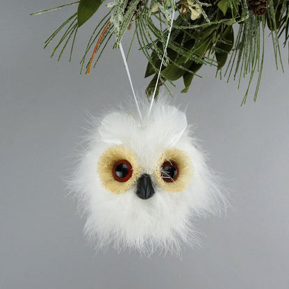 Snowy Feather Owl Ball Ornament - Wildash London