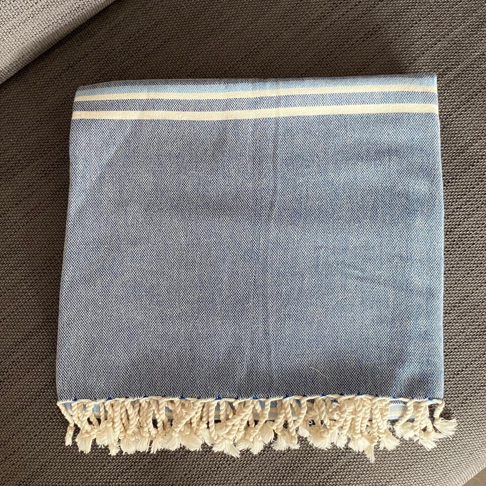 Striata Hammam Towel | Blue Stripe - Wildash London