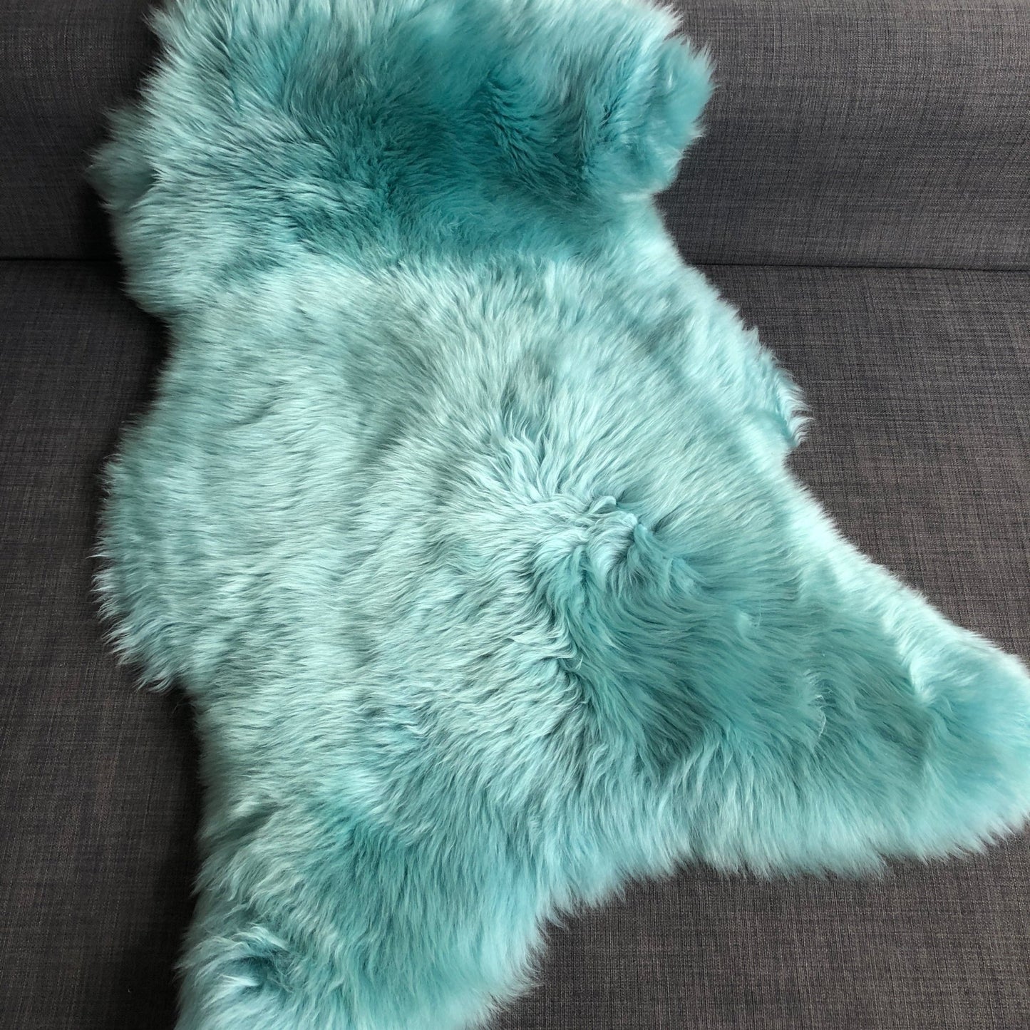 Swedish Aquamarine Blue-Green Sheepskin Rug 100% Eco Sheep Skin Throw - Wildash London