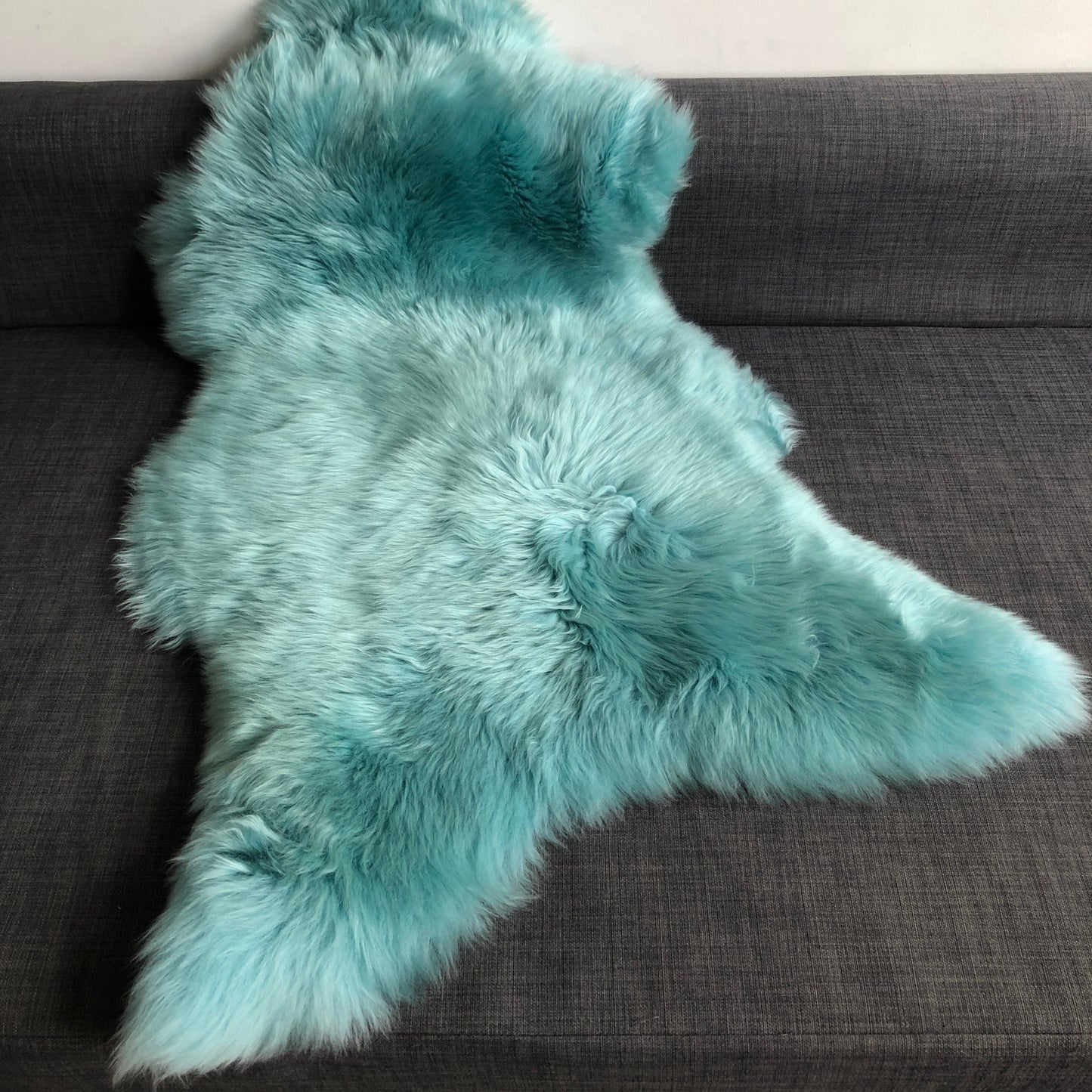 Swedish Aquamarine Blue-Green Sheepskin Rug 100% Eco Sheep Skin Throw - Wildash London