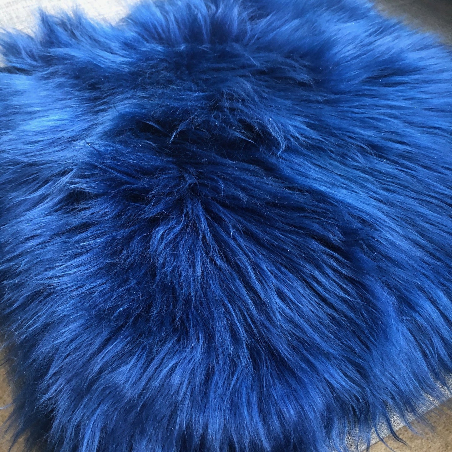 Swedish Sheepskin Square Seat Cover 37cm Bright Navy Blue - Wildash London