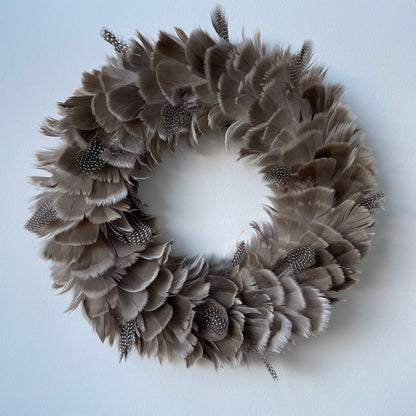 Taupe Feather Christmas Wreath - Wildash London