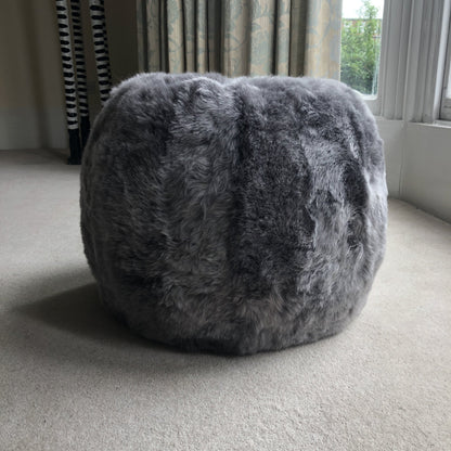 The Boule Icelandic Sheepskin Pouffe - Cool Grey Shorn - Wildash London