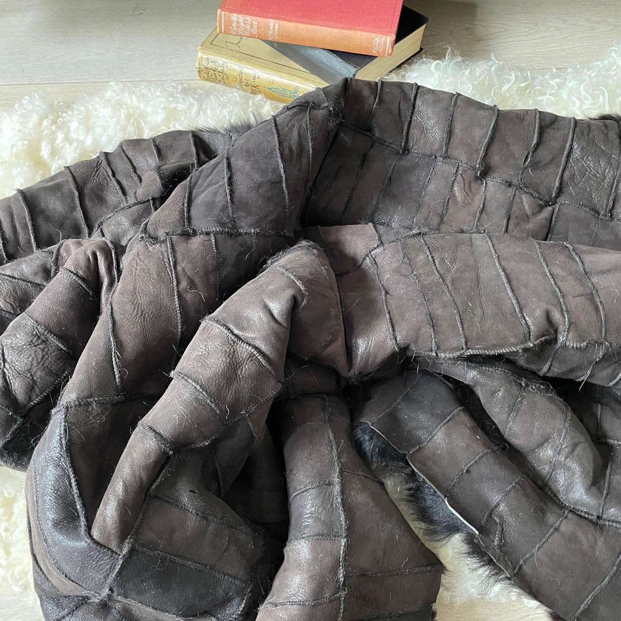 Toscana Shearling Throw Dark Chocolate | Shearling Rug | Fur Blanket 160cm x 170cm - Wildash London