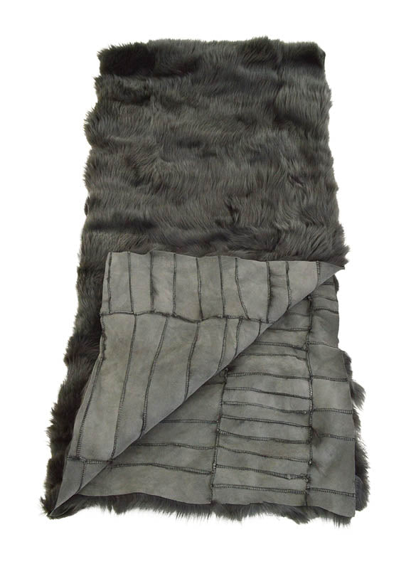 Toscana Shearling Throw Slate Grey | Sheepskin Rug | Fur Blanket 90cm x 250cm - Wildash London