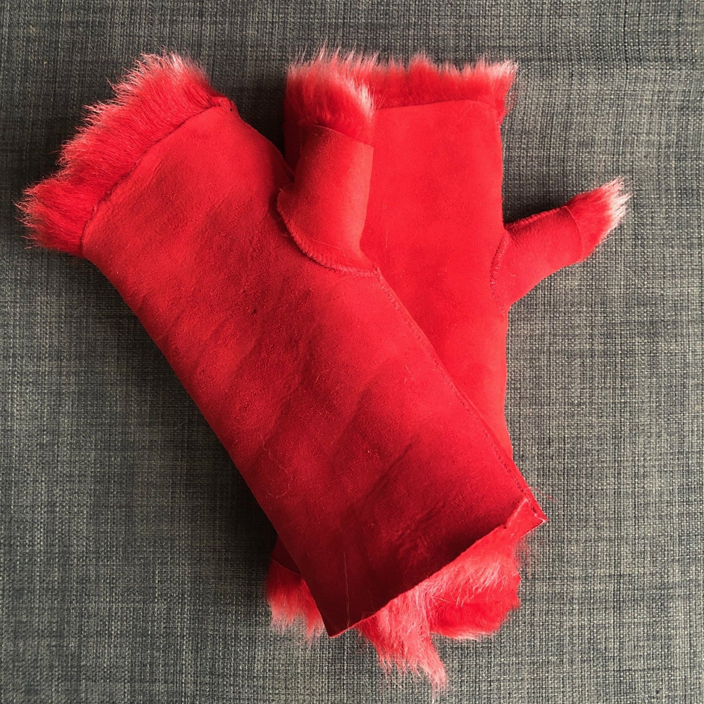 Tuscan Shearling Fingerless Reversible Sheepskin Gloves - Marilyn Red - Wildash London
