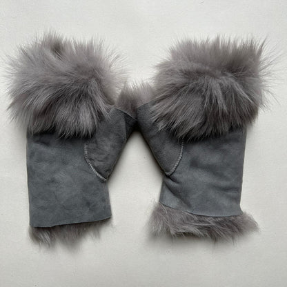 Fingerlose wendbare Lammfellhandschuhe aus toskanischem Lammfell ::: K – Wildash London