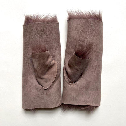 Tuscan Shearling Fingerless Reversible Sheepskin Gloves ::: Short Cuff ::: Taupe - Wildash London