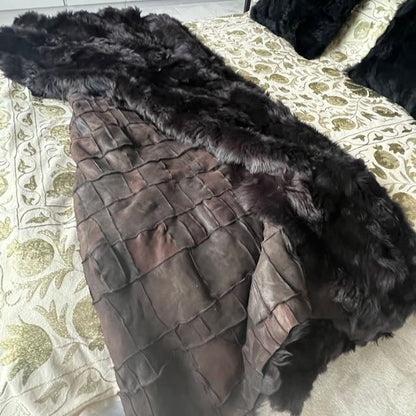 Tuscan Shearling Throw | Fur Blanket | Sheepskin Rug | Dark Chocolate - Wildash London
