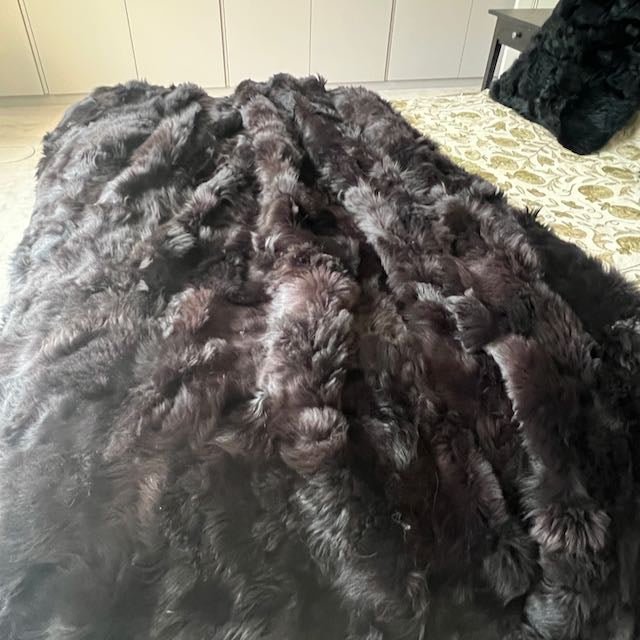 Tuscan Shearling Throw | Fur Blanket | Sheepskin Rug | Dark Chocolate - Wildash London