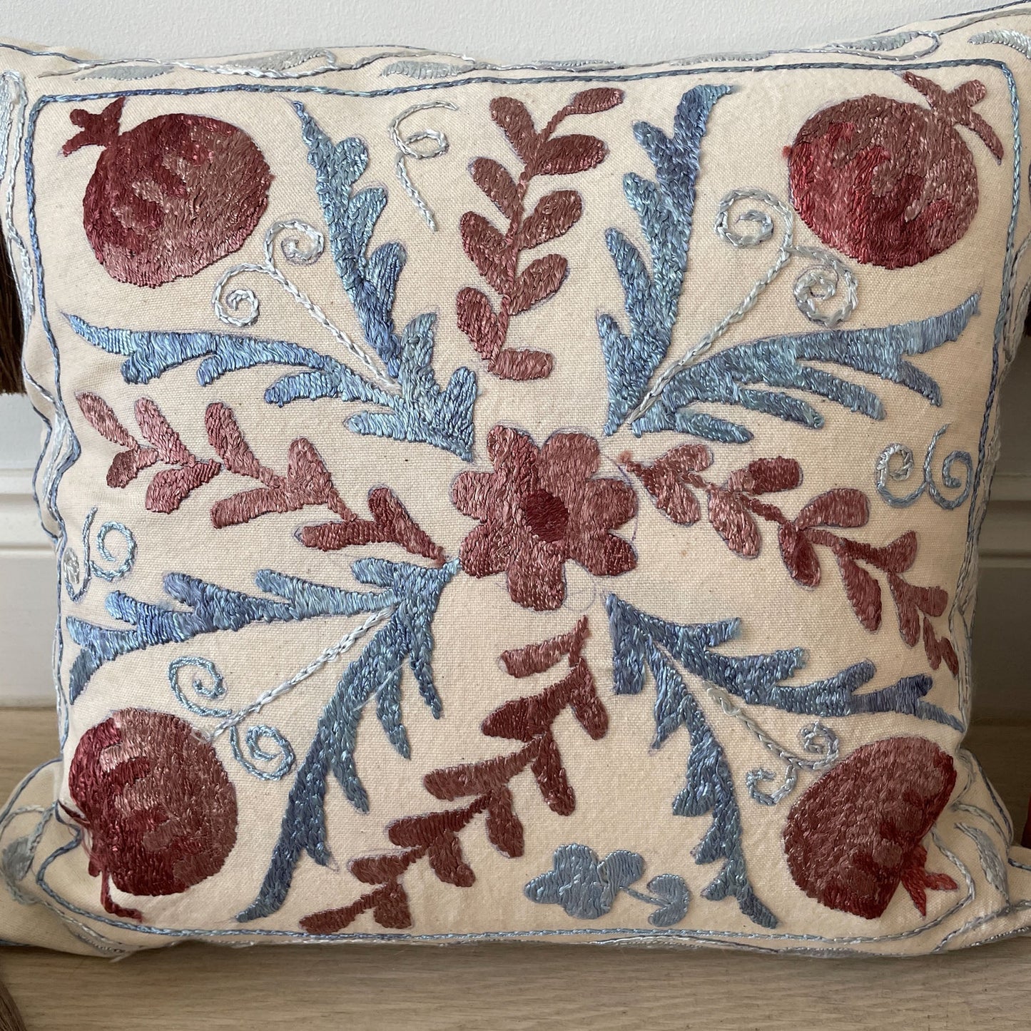 Uzbeki Suzani Hand Embroidered Cushion SUZCUSH041002 - Wildash London