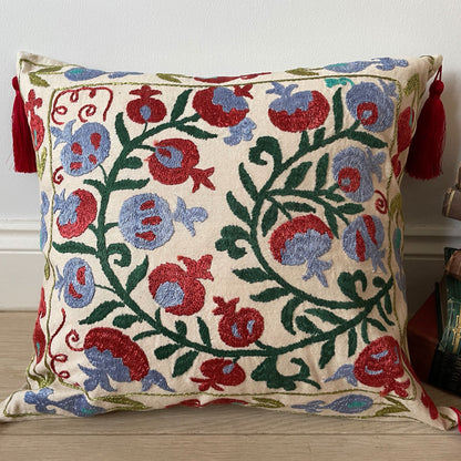 Uzbeki Suzani Hand Embroidered Cushion SUZCUSH041005 - Wildash London