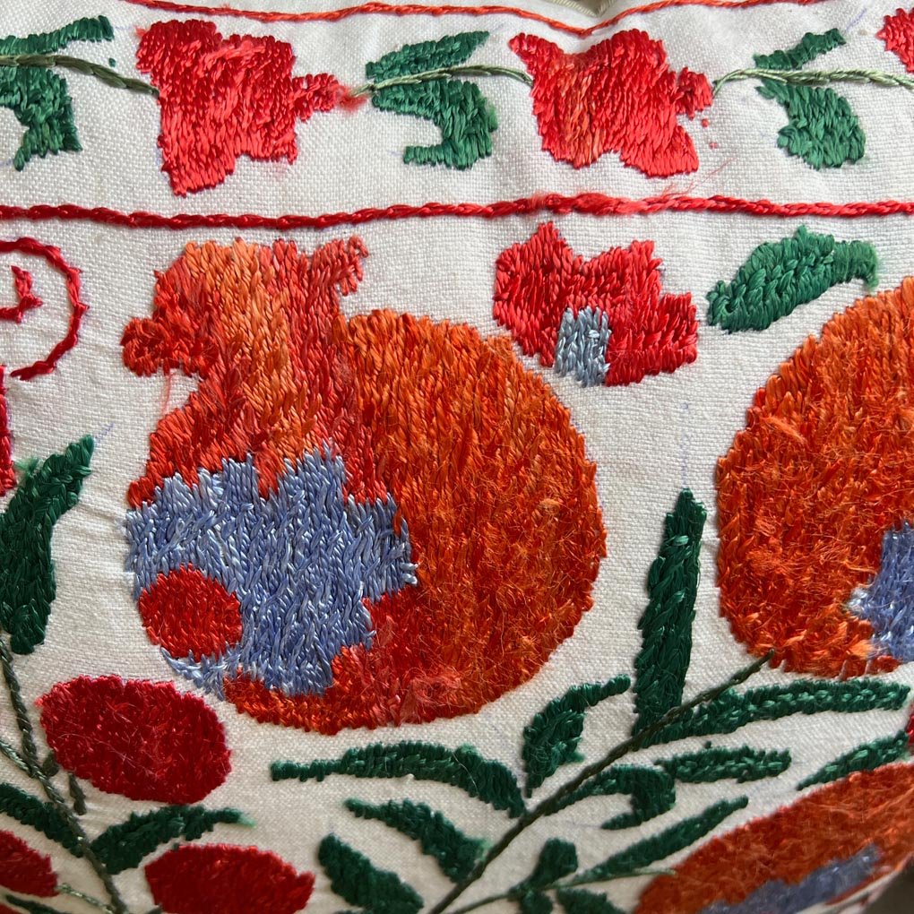 Uzbeki Suzani Hand Embroidered Cushion SUZCUSH102208 - Wildash London