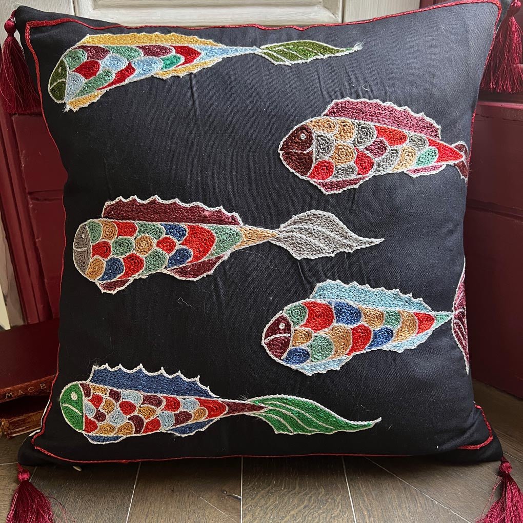 Uzbeki Suzani Hand Embroidered Cushion SUZCUSH102210 - Wildash London