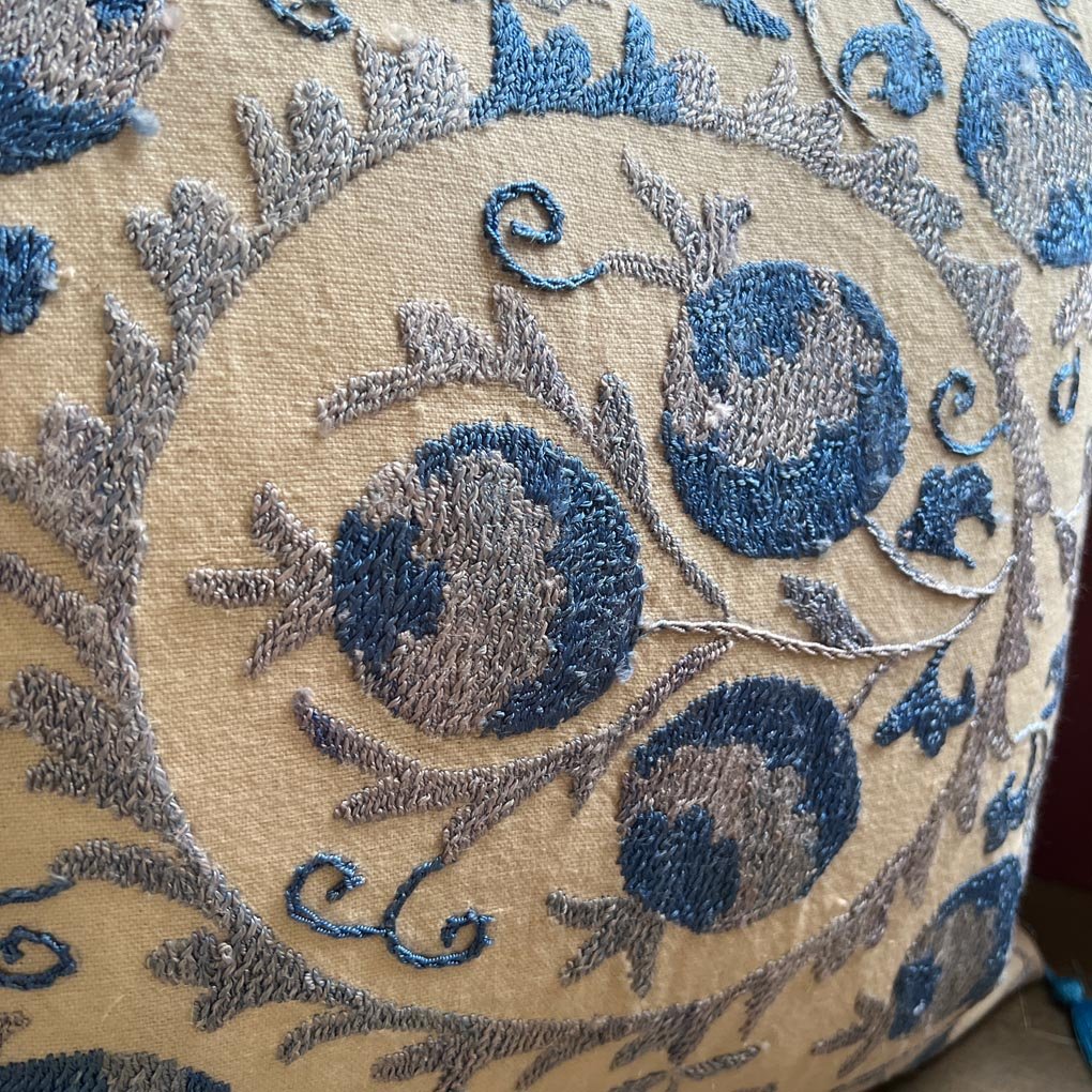 Uzbeki Suzani Hand Embroidered Cushion SUZCUSH102212 - Wildash London